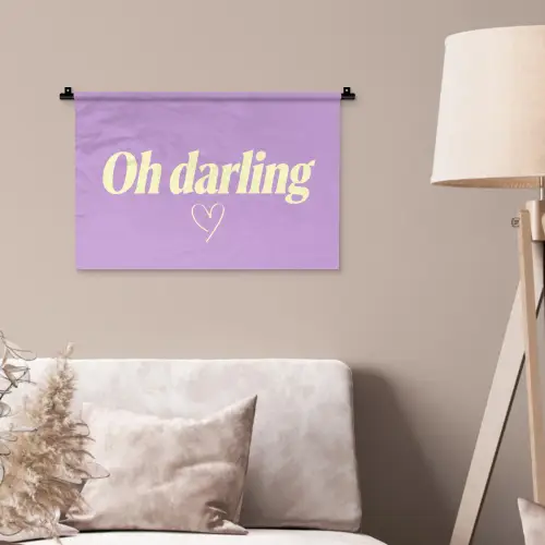 Oh darling - Hart - Paars Wandkleed katoen klein -sfeer4