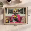 Vrouw - Kat - Bloemen - Kopje - Retro Dienblad Rechthoek middel -USP_Formaat