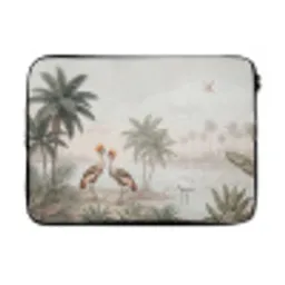 Kraanvogels - Palmbomen - Tropisch laptophoes neopreen klein -3d