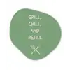 Grill - Groen - Zomer - Quote Wandcirkel Organisch Aluminium middel -3d