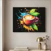 Koffie - Graffiti - Drinken - Abstract Textielframe - compleet frame klein -sfeer2