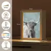 Schotse hooglander - Zwart wit - Patroon - Driehoek Light Box met kabel (Tafellamp) klein -USP_NL