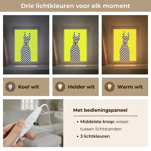 Dobermann - Geblokt - Geel Light Box met kabel (Tafellamp) klein -USP_lichtkleurNL