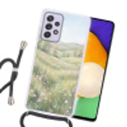 Bloemen veld - Bloemen - Groen Hoesje Samsung Galaxy A52 5G met koord klein -sfeer1