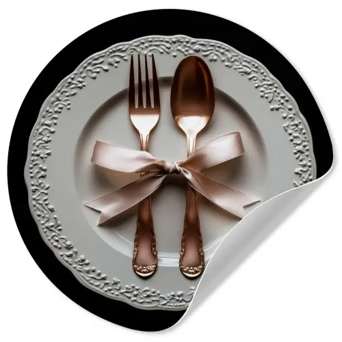 Rose - Strik - Bestek Wandcirkel behangsticker klein -3d