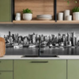 Skyline - Stad - Wolkenkrabbers - Zwart - Wit keuken achterwand 2 middel -sfeer3