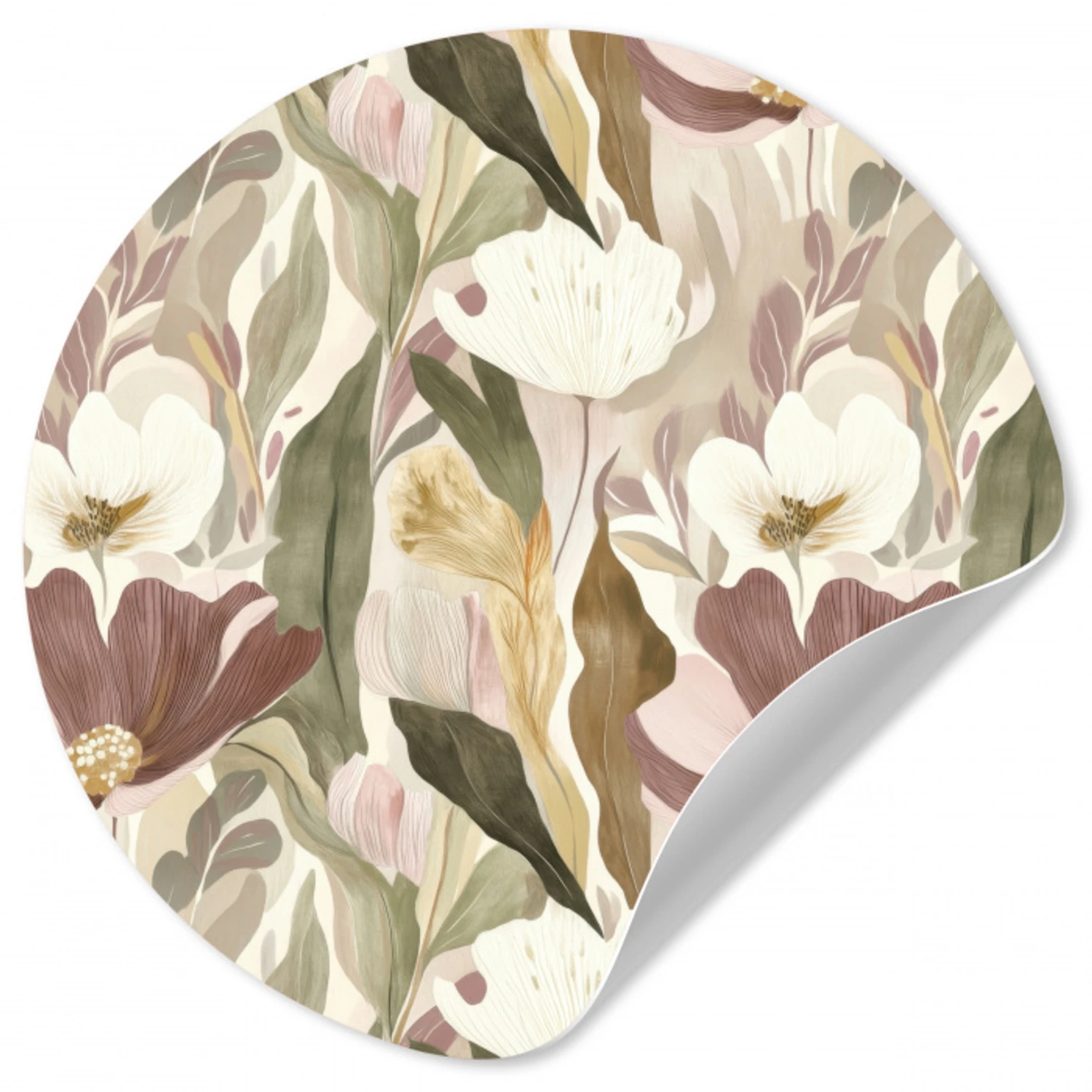 Bloemen - Aquarel - Kleurrijk Wandcirkel behangsticker klein 186 -3d