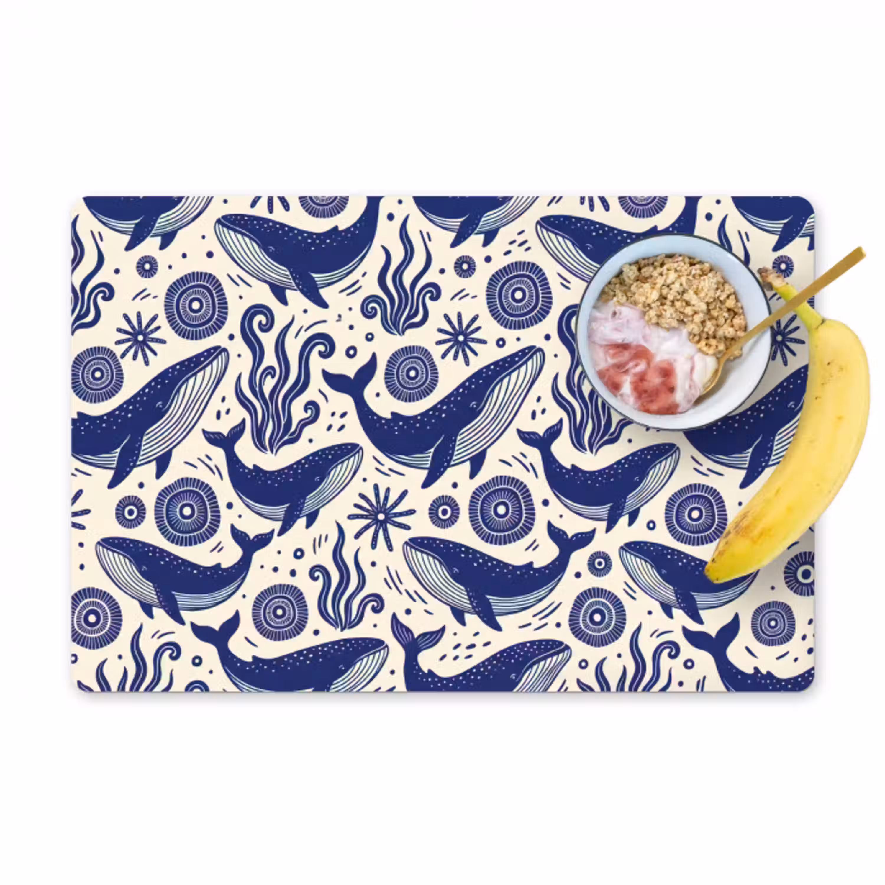 Walvis - Onderwater - Dieren - Abstract - Blauw Placemat vinyl groot -zzzproduct_Kitchenyeah-website