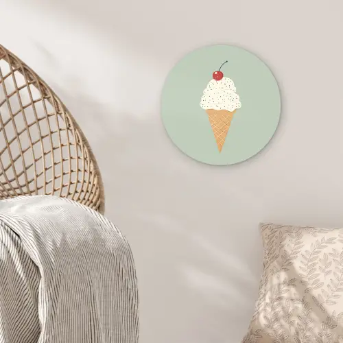 Illustratie - Ijsje - Spikkels - Kers Wandcirkel kunststof plaat 5mm dik klein -sfeer5
