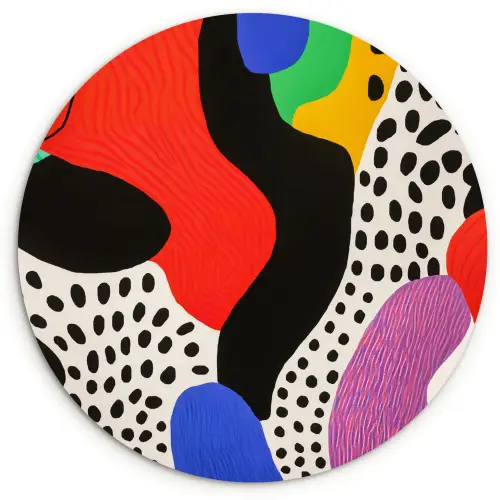 Abstract - Vormen - Kleuren - Stippen Wandcirkel kunststof plaat 5mm dik klein -3d