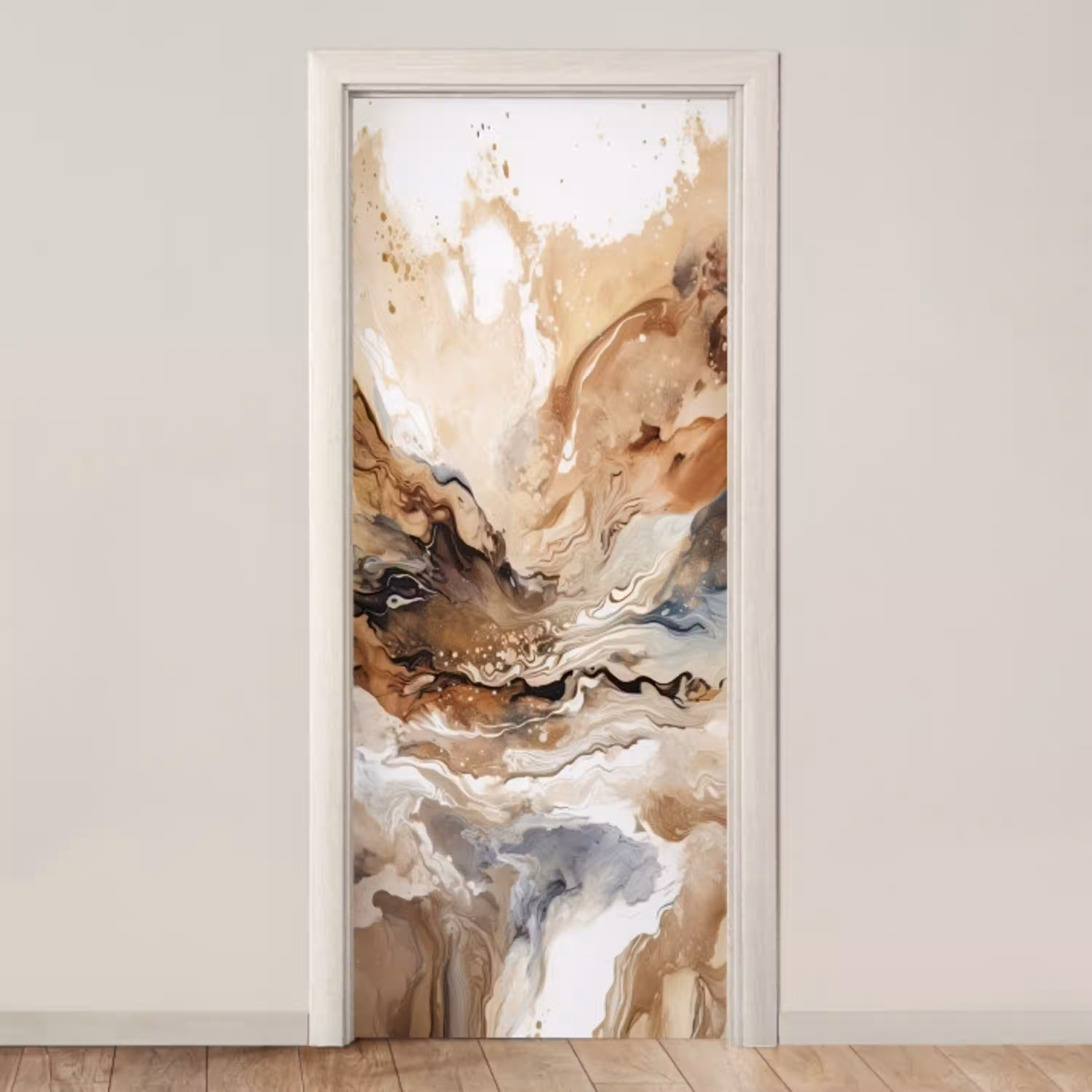 Abstract - Kunst - Verf - Beige - Modern deurposter klein -3d_beige