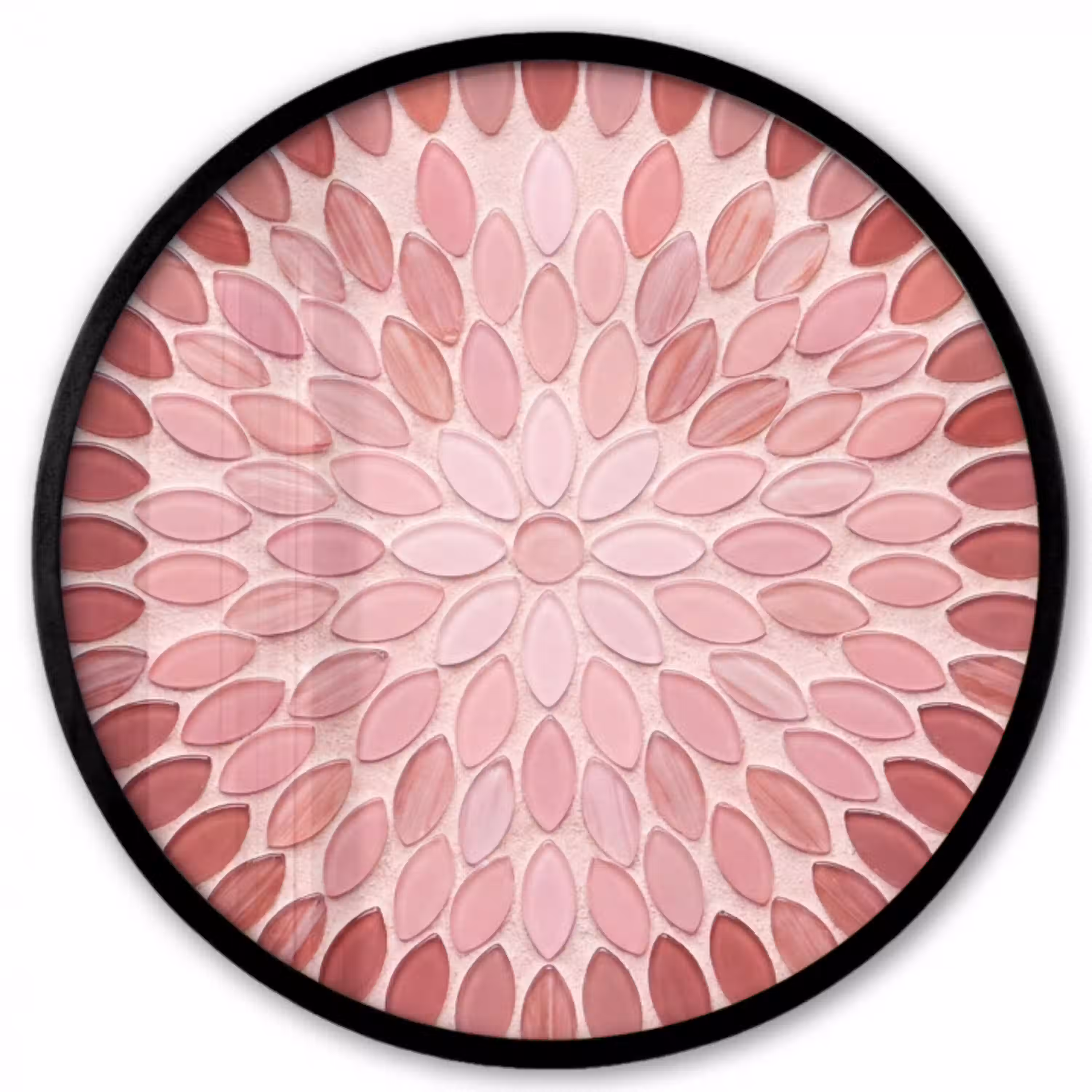 Patroon - Mozaïek - Ovaal - Abstract - Roze Fotolijst rond zonder passe partout klein -3d