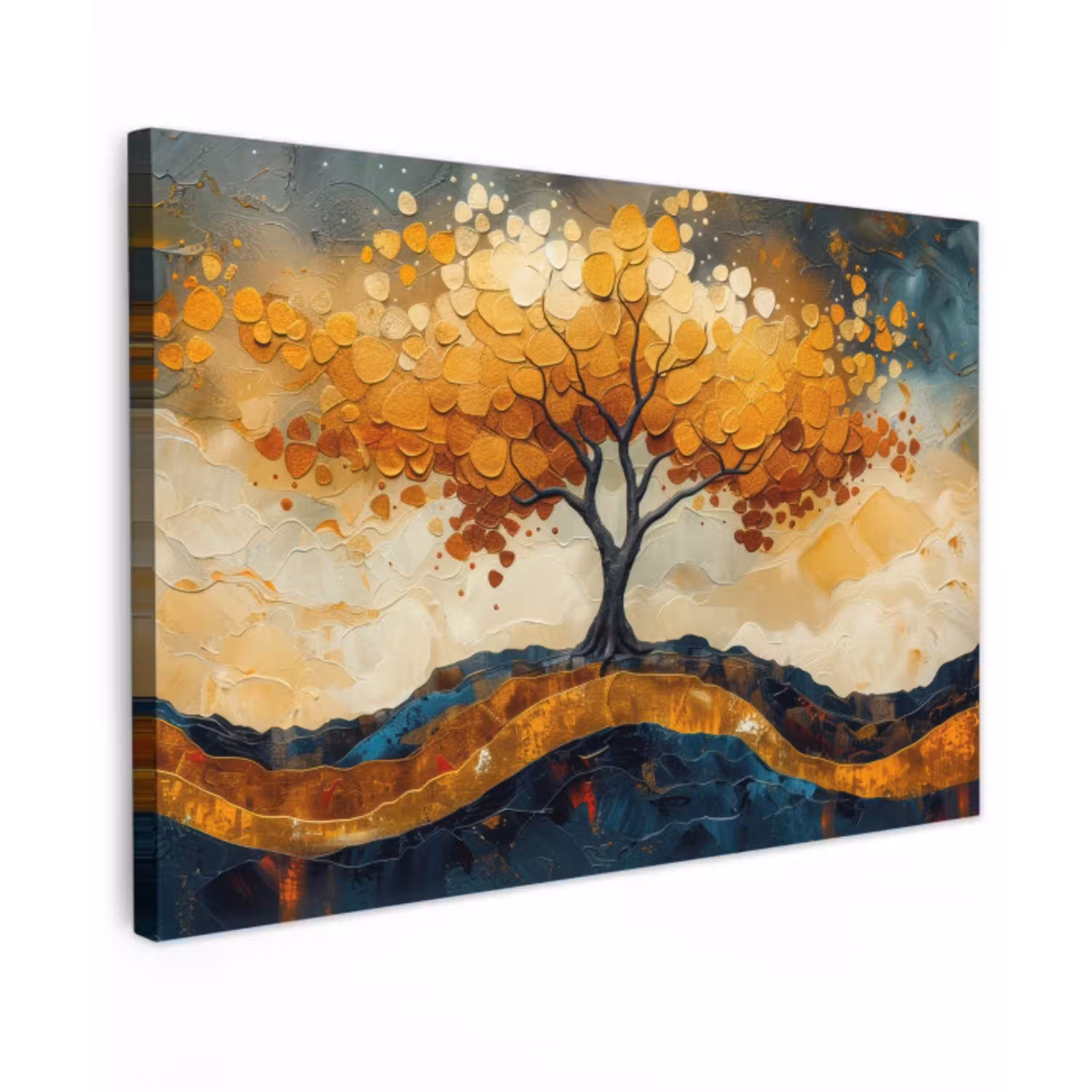 Boom - Natuur - Goud - Modern canvas 2cm klein -z3d