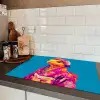 Bloemenkrans - Hagedis - Kimono - Paars Inductie beschermer vinyl 3mm klein -sfeer3