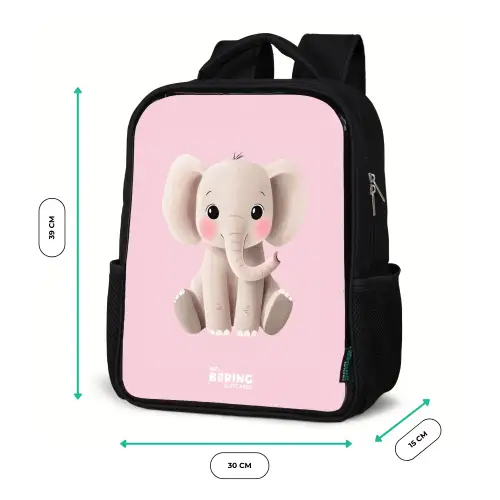 Olifant - Baby - Blosjes - Illustratie Rugzak - Zwart middel -productfoto_formaten