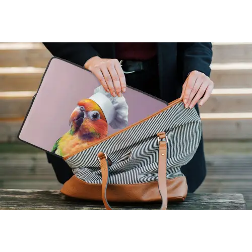 Papegaai - Koksmuts - Nieuwsgierig - Vogel laptophoes neopreen klein -tas