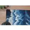 Golven - Blauw - Schuim muismat rubber klein -closeup