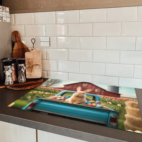 Konijn - Boerderij - Eieren Inductie beschermer vinyl 3mm klein -sfeer3