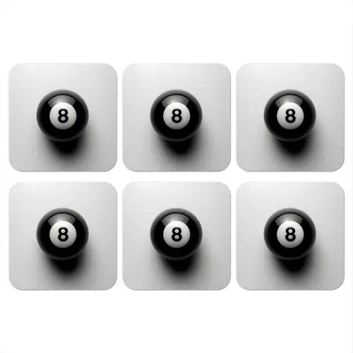 Biljartbal - Getal - Acht - Wit onderzetter kurk middel -3d
