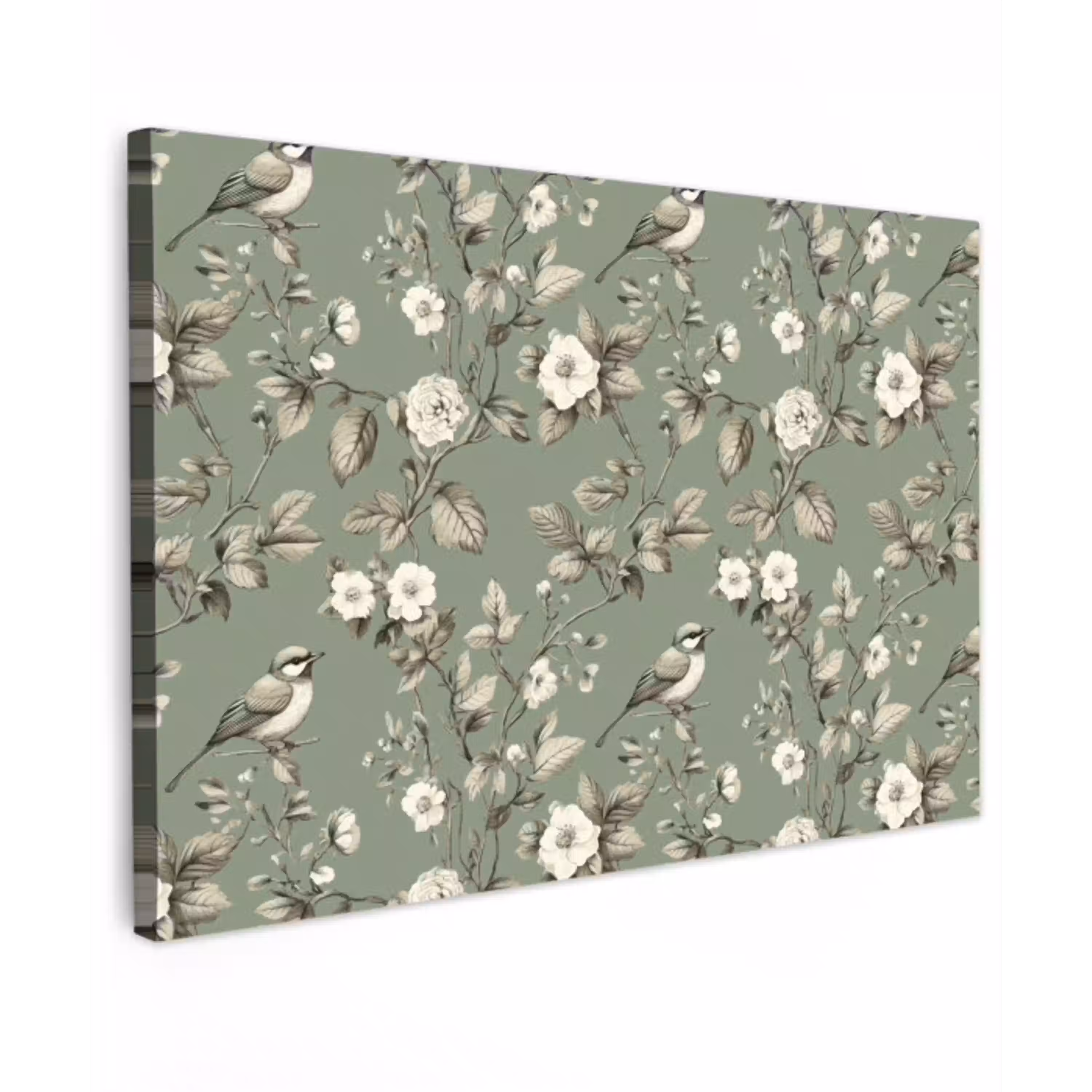 Botanisch - Vogels - Groen Tuinposter op houten frame 2 cm dik klein 845 -3d