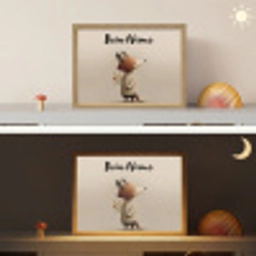 Vos - Gele bloemen - Minimalistisch Light Box met batterij (Wandlamp kind) middel -sfeer3_kind