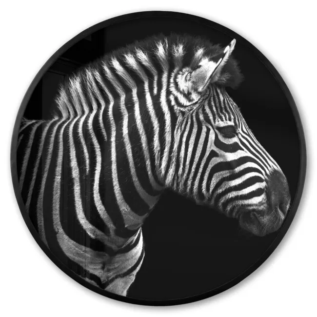 Photo Frame Round - Zebra - Black - White - Portrait - Animals