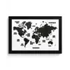 Wereldkaart - Zwart - Wit - Kinderen - Jongen - Meisje fotolijst zwart zonder passe partout klein -3d