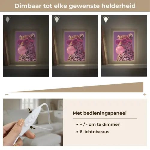 Panter - Zonnebril - Kauwgombel - Roze Light Box met kabel (Tafellamp) klein -USP_dimbaarNL