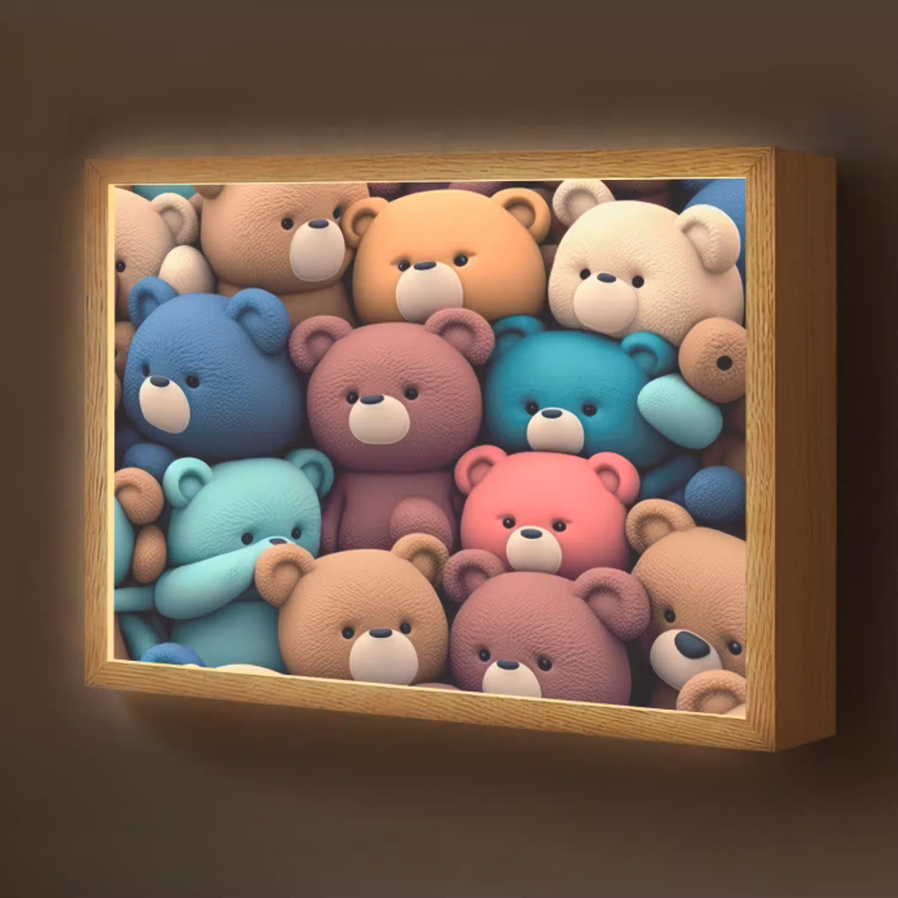 Knuffelbeer - Knuffel - Roze - Blauw - Bruin - Kind Light Box met batterij (Wandlamp kind) middel -z3d_website