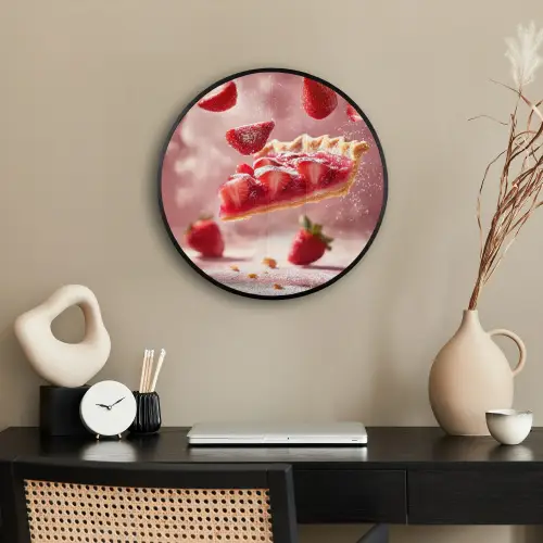 Aardbei - Taart- Eten - Roze Fotolijst rond zonder passe partout klein -sfeer1