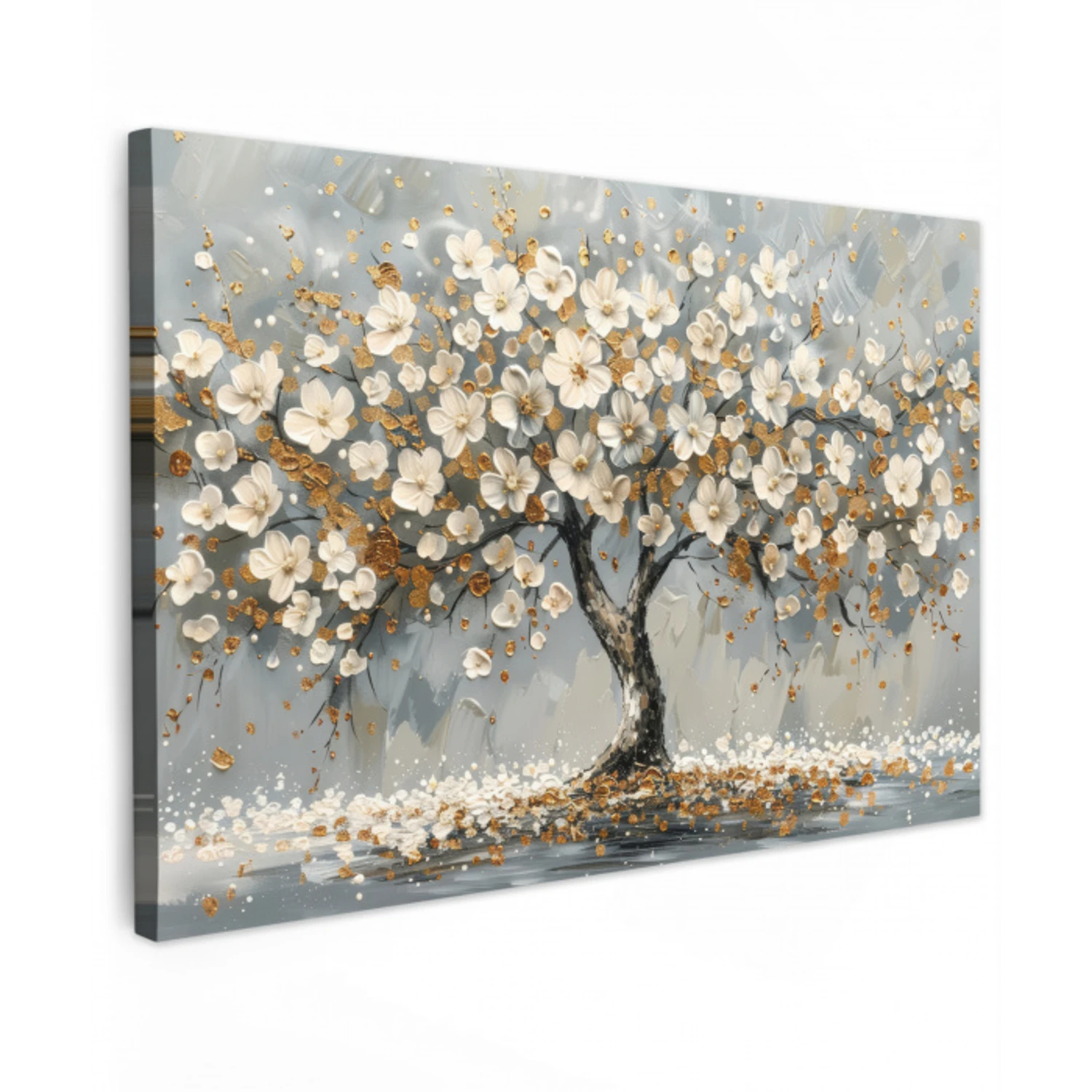 Boom - Bloemen - Wit - Natuur - Kunst canvas 2cm klein -z3d