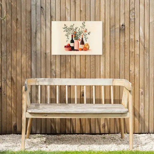 Wijnflessen - Takken - Sinaasappels Tuinposter op houten frame 2 cm dik klein -sfeer4