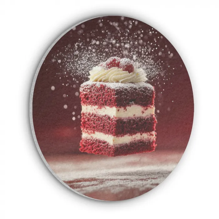 Rode - Velvet - Taart - Eten Akoestische PET Vilt - Rond klein -3d