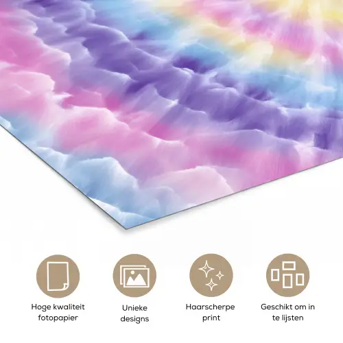 Spiraal - Tie dye - Pasteltinten poster papier klein -closeup_NL