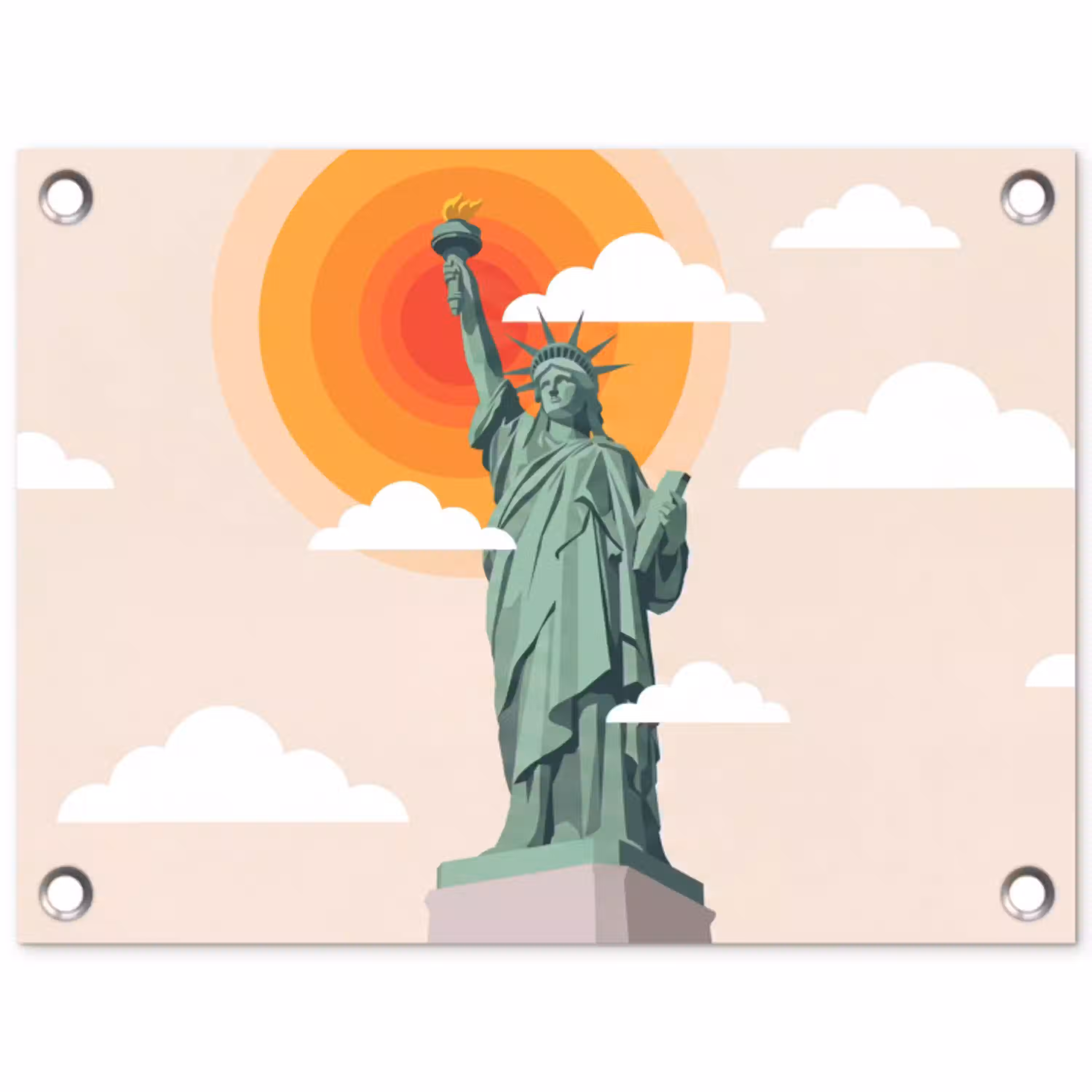 Vrijheidsbeeld - New York - Zon - Modern tuinposter los doek klein -3d