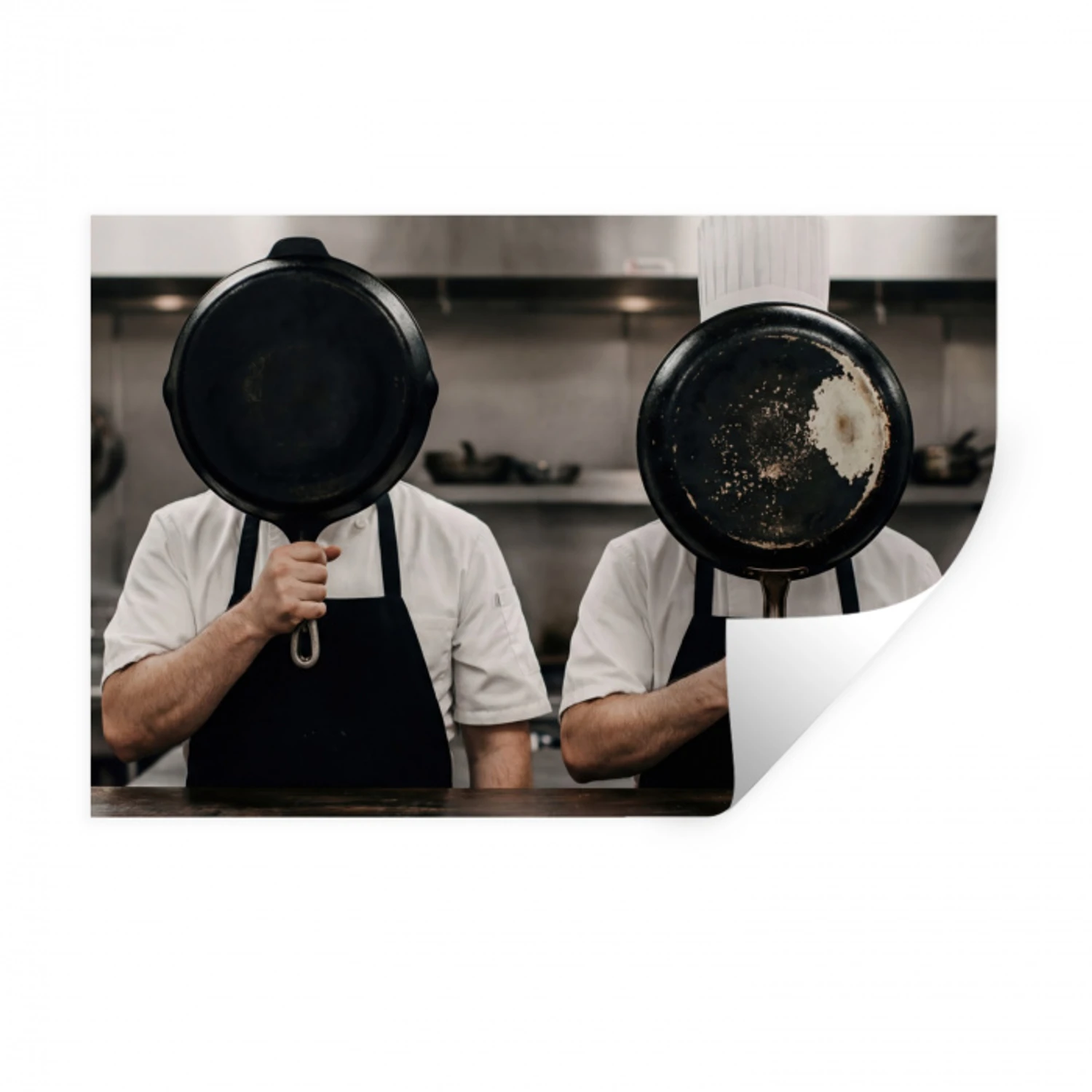 Koks - Koekenpannen - Keuken Muursticker klein -3d