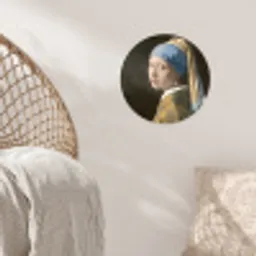 Meisje met de Parel - Schilderij van Johannes Vermeer Wandcirkel behangsticker klein -sfeer4
