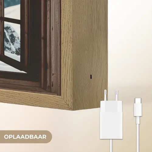 Hert - Landschap - Winter - Natuur - Dieren - Doorkijk - Bergen Light Box met batterij (Wandlamp) middel -USP_websiteoplaadbaarNL