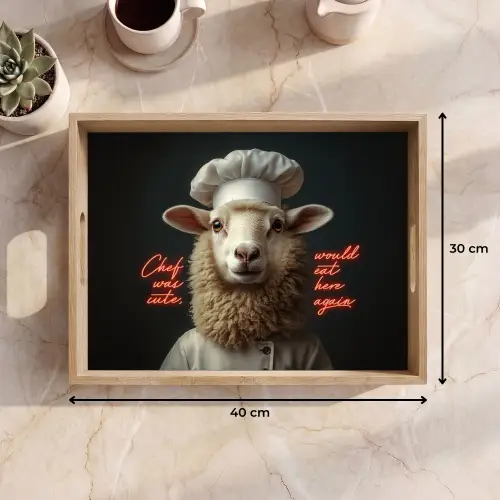 Schaap - Kokskleding - Neon - Quote Dienblad Rechthoek middel -USP_Formaat