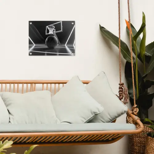 Basketbal - Basketbalveld - Lichtlijnen tuinposter los doek klein -sfeer7