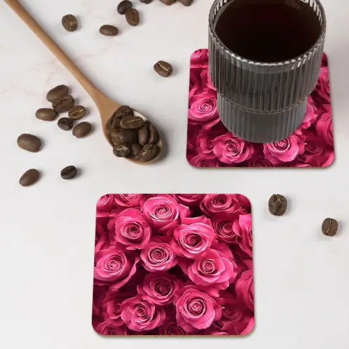 Rozen - Pink - Bloem onderzetter kurk middel -sfeer2