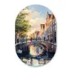 Brug - Stad - Huizen - Boot Wandcirkel Ovaal Forex klein -3d