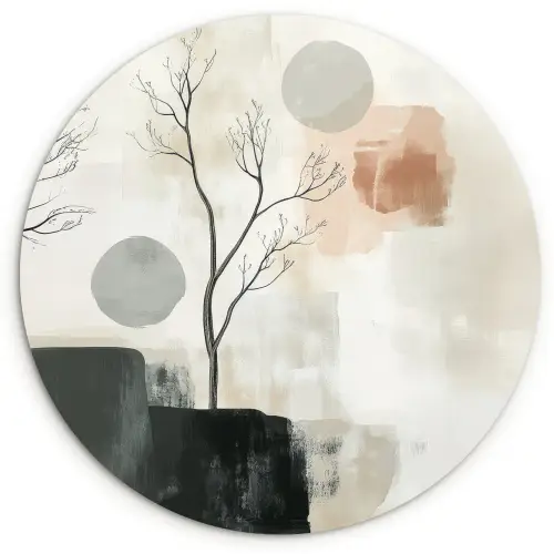 Wabi sabi - Beige - Plant Wandcirkel kunststof plaat 5mm dik klein -3d