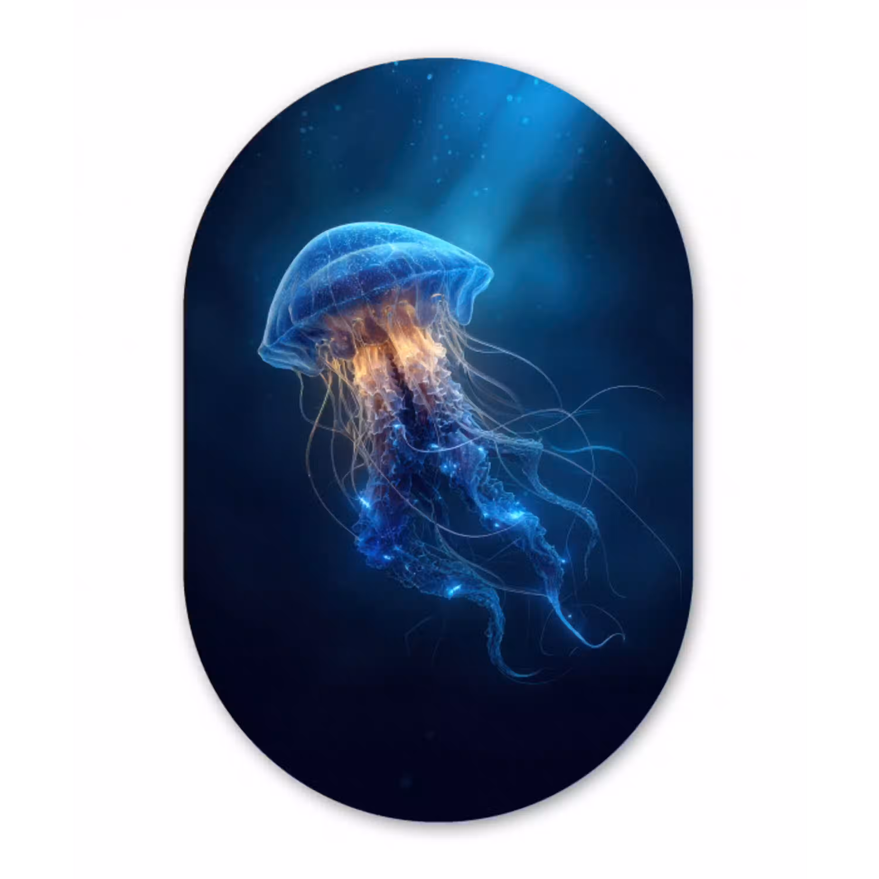 Kwal - Lichtgevend - Tentakels - Blauw Wandcirkel Ovaal Aluminium middel -3d