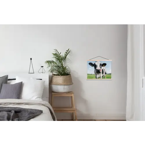 Koe - Weiland - Natuur - Dieren - Gras textielposter latten blank klein -woonkamer