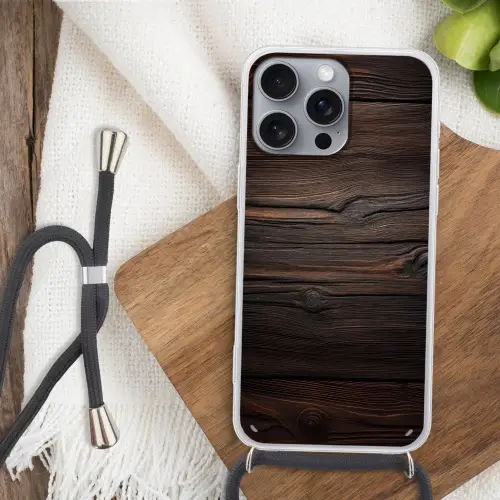 Hout - Grillige nerven Hoesje iPhone 16 Pro Max met koord klein -sfeer4