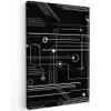 Gaming - Abstract - Lijnen - Rondjes - Zwart Tuinposter op houten frame 2 cm dik middel -3d