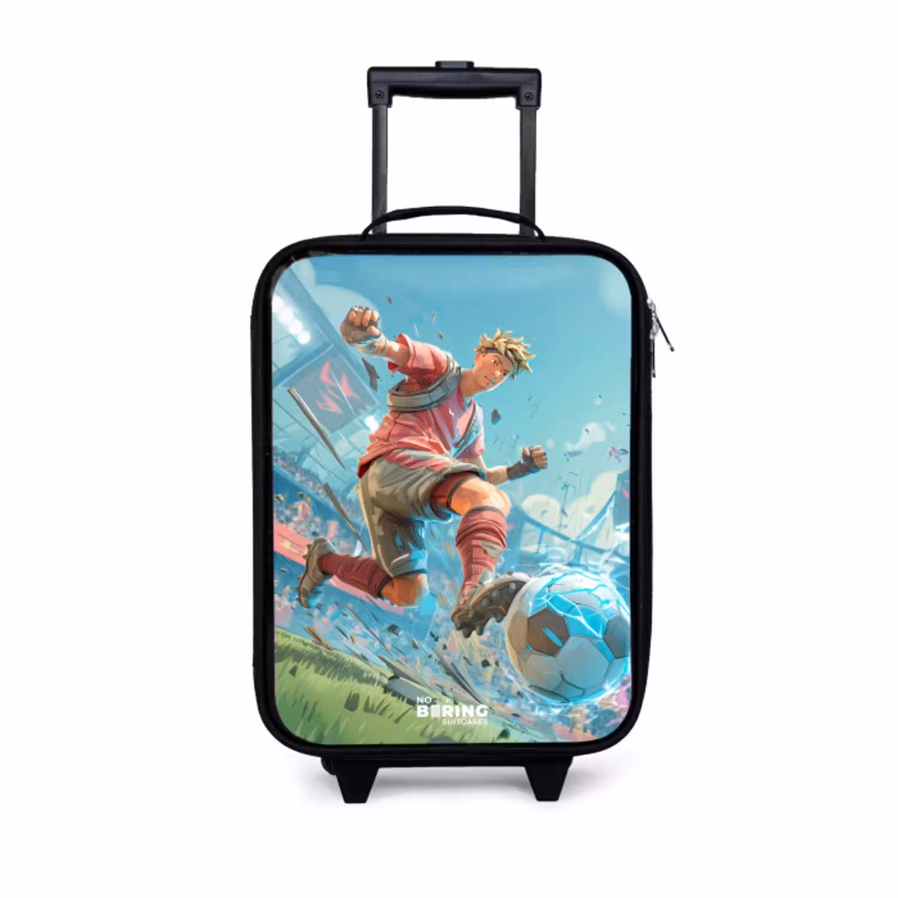 Voetbal - Jongen - Stadion - Elektrisch Kinderkoffer - Zwart klein -3d
