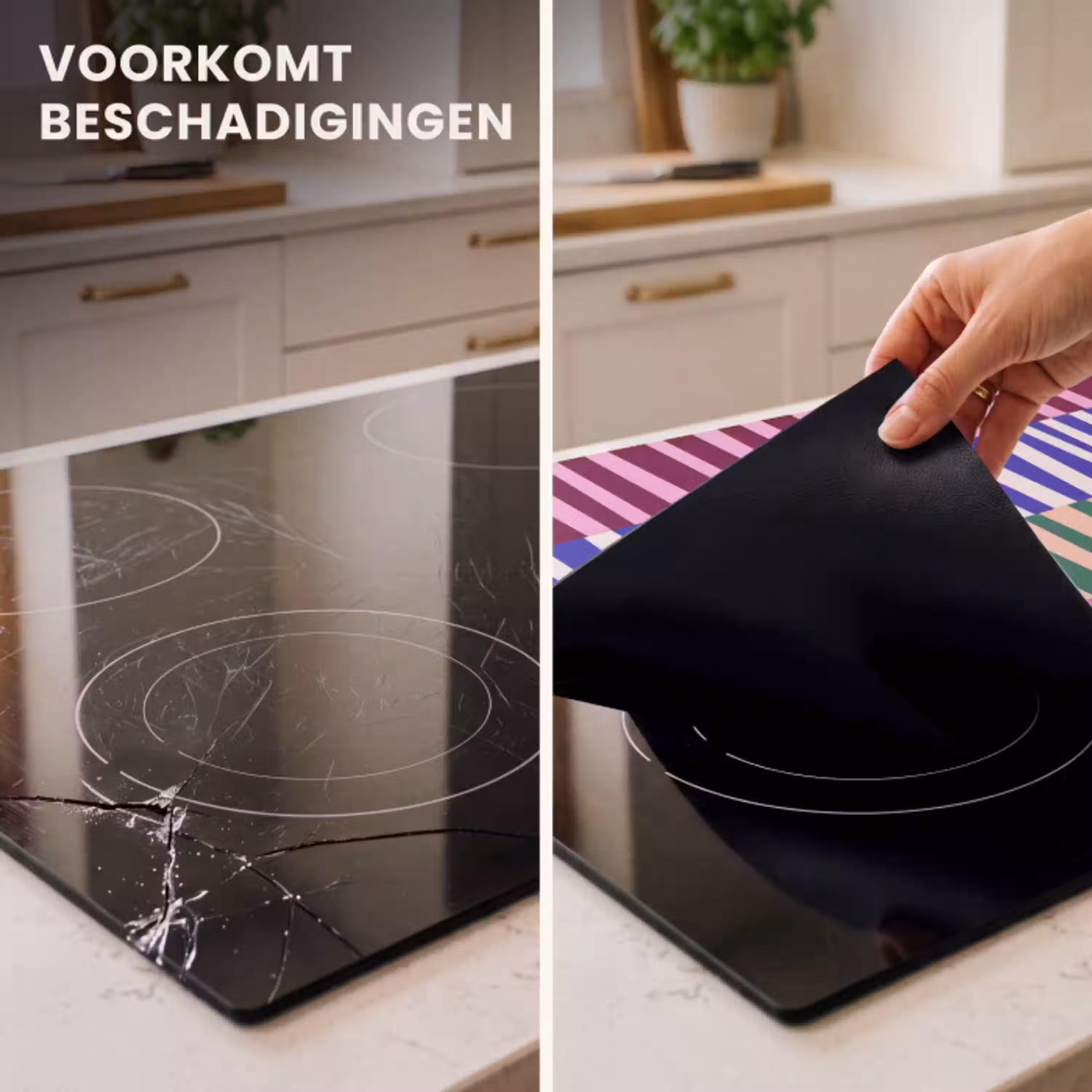 Patroon - Strepen - Abstract - Modern - Kleurrijk Inductie beschermer vinyl 3mm middel -sfeer1