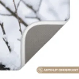 Roodborstje - Tak - Sneeuw - Winter - Levendig Badmat klein -USP_AntislipNL